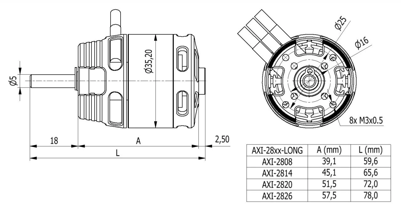Axi 2820/14 V2 Long 860 RPM/V 158g Outrunner 5 Axi 2820/14 V2 Long 860 RPM/V 158g Outrunner - Image 3