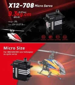 KST X12-708 Brushless Servo - 9.3Kg.cm 0.07s 21.3g 12mm -Model Toy Store kst x12 708 brushless servo 9 3kg cm 0 07s 21 3g 12mm 100